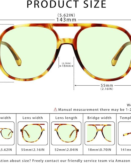 YDAOWKN Retro Square Aviator Sunglasses for Womens Mens Vintage 70s Double Bridge Sun Glasses