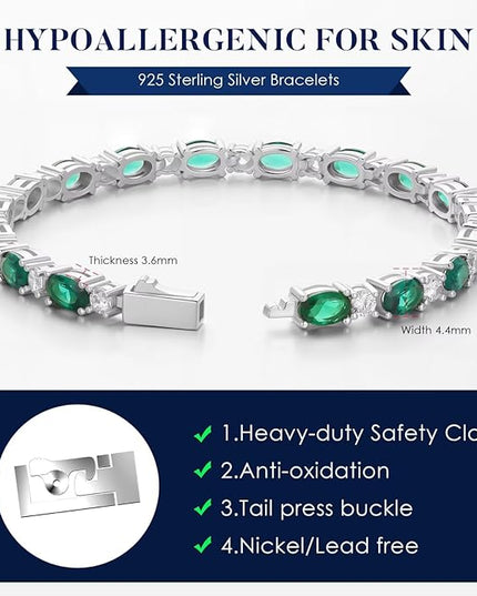 Iefil Tennis Bracelets for Women - 925 Sterling Silver Birthstone Bracelet, Anniversary Birthday Gifts for Women, Jewelry Gifts for Woman Her, 6.5"-7"