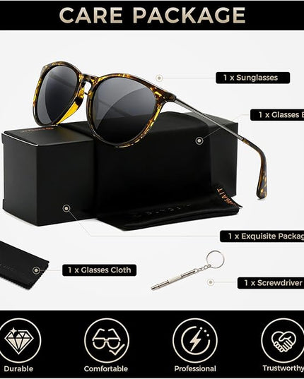 SUNGAIT Premium Vintage Round Sunglasses for Women Men Classic Retro Trendy Style