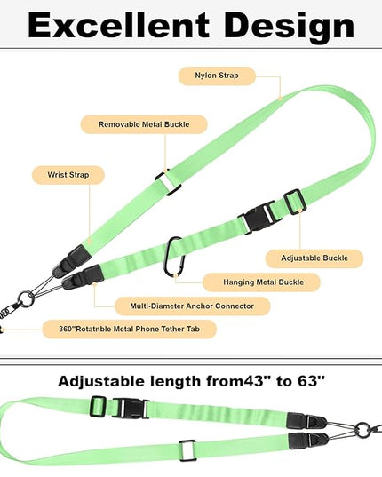 Adjustable Crossbody Phone Lanyard, Universal Phone Wrist Strap and Phone Neck Strap with Tether Tab, Phone Lanyard with Quick Release, Suitable for iPhone and Most Smartphones, Light Green