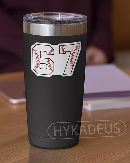 (3 Pcs) Baseball 67 Six Seven Funny Gen Alpha Meme Stickers – 67 Gifts for Coaches, Players, Waterproof Vinyl Decals for Water Bottle, Tumbler, Laptop, Phone Case, 3" x 2"