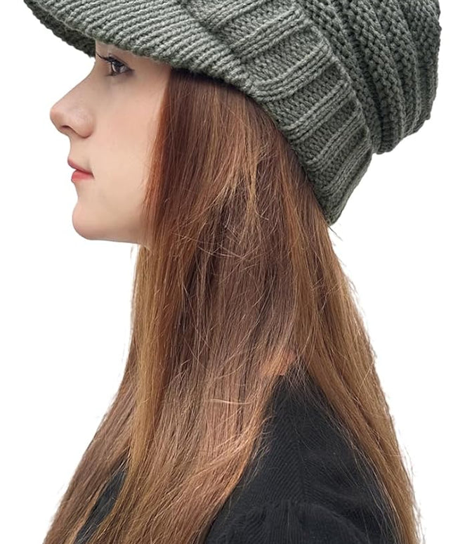 XYIYI Beanie Tail Winter Warm Knit Messy High Bun Ponytail Hats Visor Beanie Cap