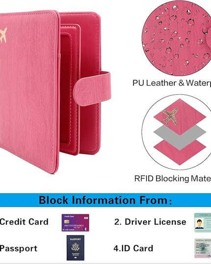 Melsbrinna Rfid Passport Holder for Travel women/Men, Cute Passport Wallet Rfid Blocking Card Slots, Rfid Passport Cover/CaseTravel Wallet, Passport Book Holder (1, Pink1)