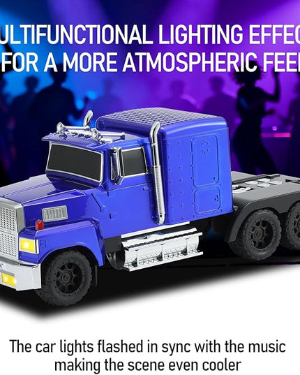 American Truck Bluetooth Speaker with HD Sound, TWS Pairing, LED Party Light, Operation Panel, Built-in Mic, Portable Car Model Speaker for Parties, Beach, Outdoor Activities (Blue)