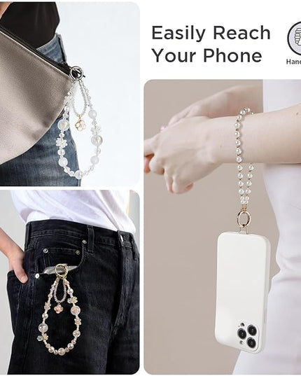 Phone Charm for Women, Anti-Theft Phone Wrist Strap, Hands-Free & Detachable Cellphone Lanyard Chain with Tether Tab