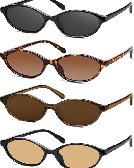Retro Oval Cat Eye Sunglasses for Women Y2k Designer Trendy Narrow Shades UV protection Sun Glasses