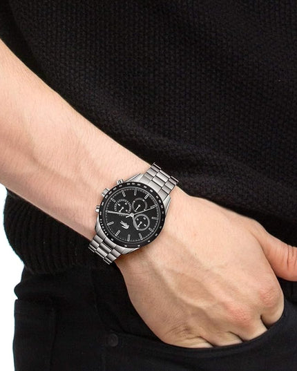 Lacoste Boston Men's Chronograph Watch - Classic Stainless Steel - Tachymeter - Water Resistant up to 5ATM/50 Meters - Modern Design for Him - 42mm