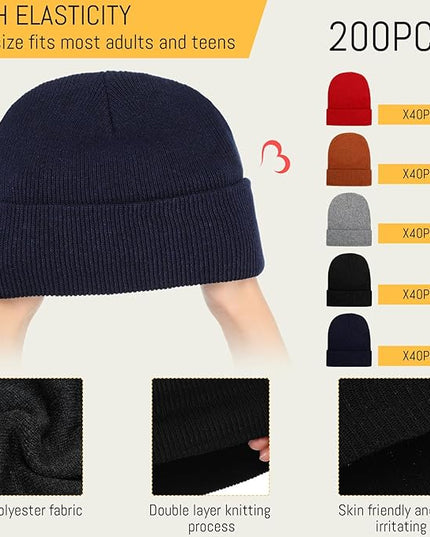 Toulite Bulk Winter Beanies for Homeless Donation Unisex Warm Knitted Beanie Hats Skull Cap