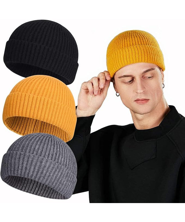 ROYBENS Swag Wool Knit Cuff Short Fisherman Beanie for Men Women, Winter Warm Hats