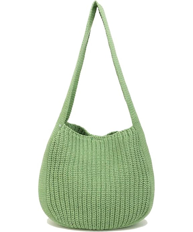 ENBEI Women's Crochet Tote Bag Knit Shoulder bag,Aesthetic Bag,Cute Eco-Friendly Tote for Travel,Daily Use,Gift Box Packaging