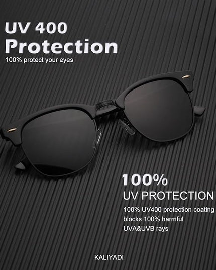 KALIYADI Polarized Sunglasses for Men and Women Semi-Rimless Frame Driving Sun glasses UV Blocking
