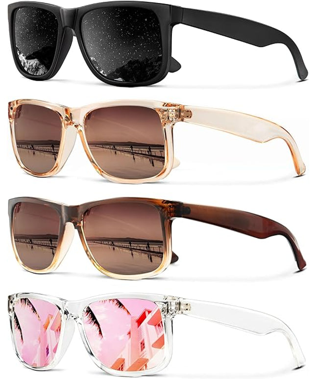 KALIYADI Sunglasses Men Polarized Sun glasses for Mens Womens Classic Matte Black Frame UV Protection 3pack