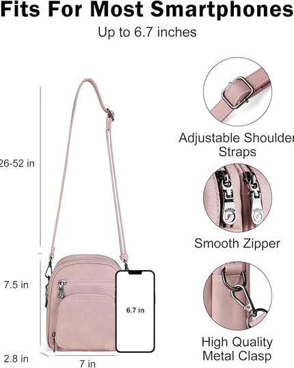 FADEON Small Purses for Women Crossbody Bags, Designer PU Leather Mini Cross Body Purse Travel Shoulder Bag Card Slots