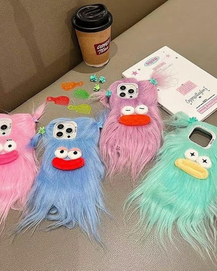 for iPhone 17 Pro Max Case,Funny and Silly Weird Furry Phone Cases [DIY Long Hair with Hairclip] Ugly Phone Case Swap Challenge Gifts with Friends (Purple)