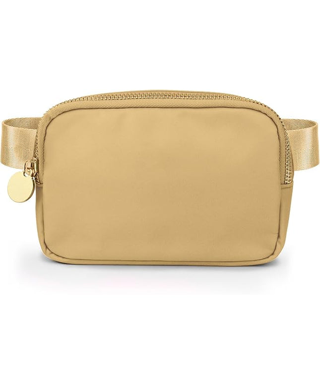 DANCOUR Beige Nylon Waist Pack Crossbody Bag for Women - Fashionable Belt Bag with 3 Pockets