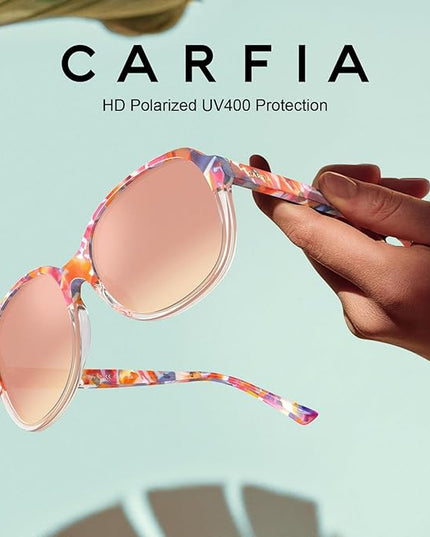 CARFIA Acetate Oversized Square Polarized Sunglasses for Women UV Protection Retro Trendy Big Shades