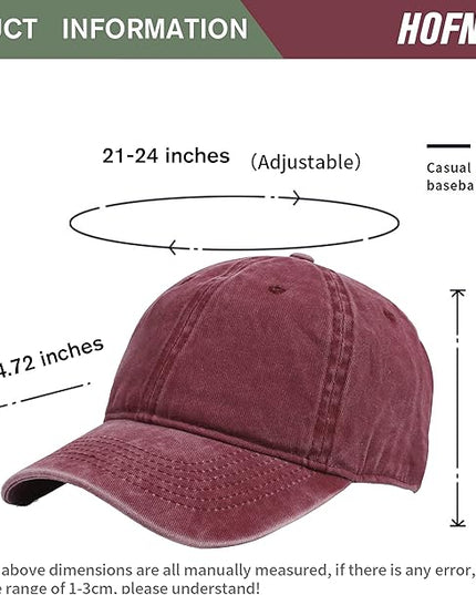HH HOFNEN Men Women Washed Distressed Twill Cotton Baseball Cap Vintage Adjustable Dad Hat