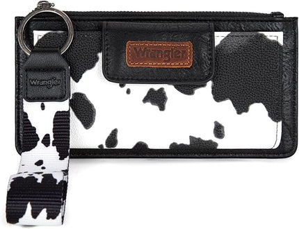 Montana West X Wrangler Cow Print Wallet for Women Ladies Female Card Cases & Money Organizers Wristlet with Wallet Large Clutch with Coin Purse Smooth Zipper and Rfid Lining