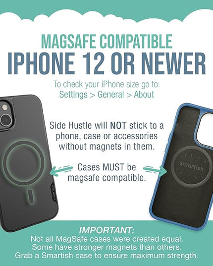 Smartish Wallet for MagSafe iPhones - Side Hustle - Vegan Leather Slim Detachable Magnetic Card Holder for Apple iPhone 17/16/15/14/13/12/13/12 Models - Custom Prints