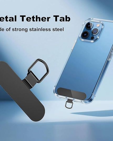 takyu Phone Lanyard, 2 Pack Adjustable CellPhone Lanyard Crossbody Neck Strap & 2 Pack Wrist Strap & 2 Pcs Metal Tether Tabs Compatible for iPhone Android Smartphones