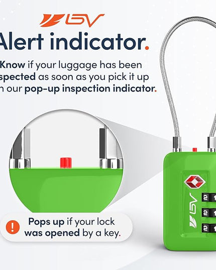 TSA Accpeted Luggage Travel Lock, Set-Your-Own Combination Lock for School Gym, Golf Bag, Locker, Luggage Suitcase Baggage Locks, Filing Cabinets, Toolbox, Case (Green, 2 Pack)