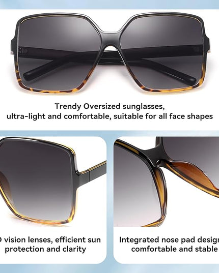 Dollger Oversized Square Sunglasses for Women Big Large Wide Fashion Shades for Men UV Protection Unisex