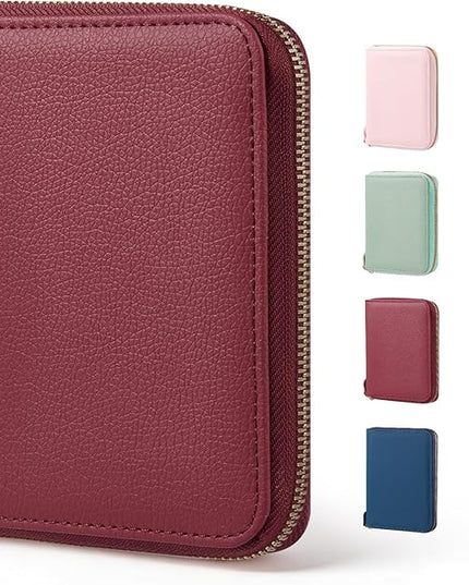 CoBak Passport Holder Cover with Safe Zipper Closure, Premium Passport Wallet for Travel, RFID Blocking Card Case, Waterproof Travel Accessories for Women, Pebbled Wine
