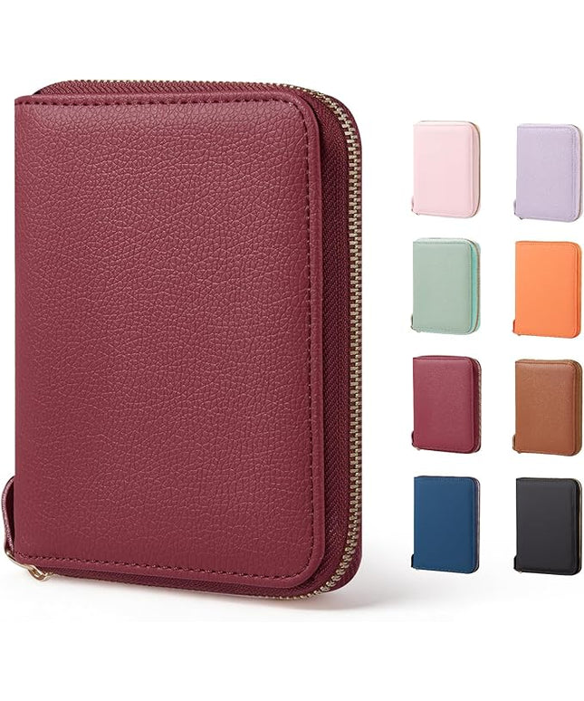 CoBak Passport Holder Cover with Safe Zipper Closure, Premium Passport Wallet for Travel, RFID Blocking Card Case, Waterproof Travel Accessories for Women, Pebbled Wine