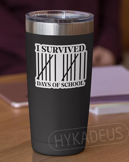 (3Pcs) I Survived 67 Days of School Stickers Funny Teacher Student Humor Tally Marks Six Seven Meme Vinyl Decals Waterproof for Water Bottle, Tumbler, Laptop, Phone Case, 3" x 2.5"