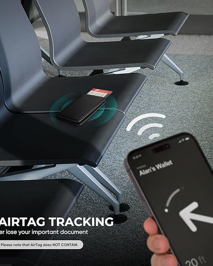VULKIT Passport Holder with Airtag Slot, Premium Nappa Leather, RFID Blocking Airtag Passport Wallet