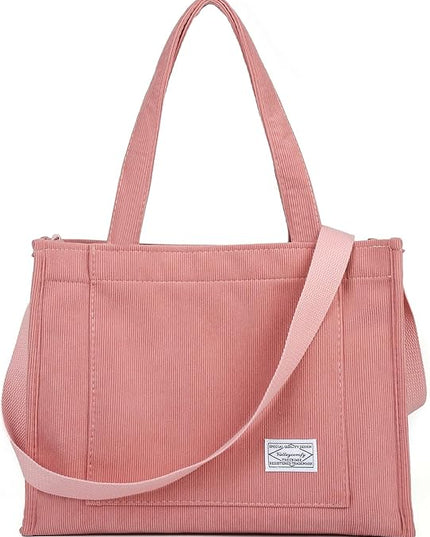 Valleycomfy Corduroy Tote Bag for Women Travel Crossbody Bag Purse Women Shoulder Bags Work Handbags Everyday Hobo Bag