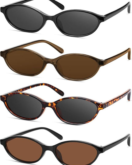 Retro Oval Cat Eye Sunglasses for Women Y2k Designer Trendy Narrow Shades UV protection Sun Glasses