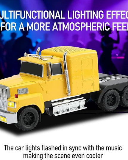 American Truck Bluetooth Speaker with HD Sound, TWS Pairing, LED Party Light, Operation Panel, Built-in Mic, Portable Car Model Speaker for Parties, Beach, Outdoor Activities (Yellow)