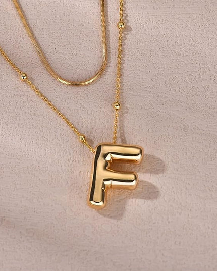 LUCA SMITH Initial Necklaces for Women, Dainty Balloon Bubble Letter, Name Letter Alphabet Pendant Layered Choker Chain Jewelry Gift