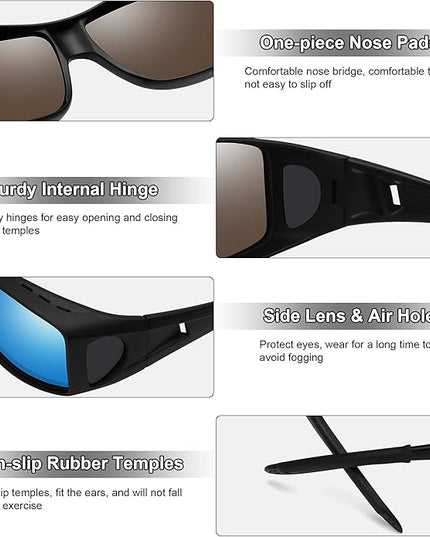 MEETSUN Fit Over Glasses Sunglasses for Men Women,Wrap Around Sunglasses Polarized UV400 Protection