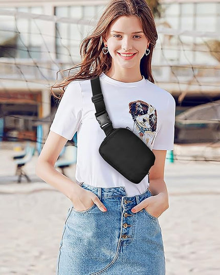 Belt Bag for Women Fanny Pack Crossbody Bags for Women Fashion Waist Packs with Adjustable Strap Gifts for Teenage Girls Women Men (Black)