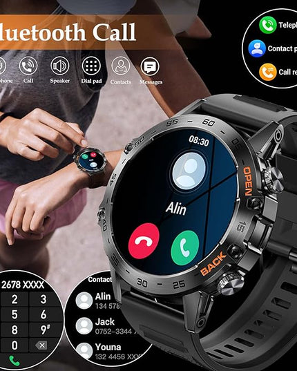 1.39''HD Smart Watch for Men Fitness Tracker(Answer/Make Call) Bluetooth Call Military Smartwatch Fitness Watch for Android iOS Outdoor Waterproof Tactical Watches with Heart Rate SPo2 Monitor