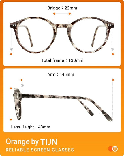 TIJN Blue Light Blocking Glasses Men Women Vintage Thick Round Rim Frame Eyeglasses