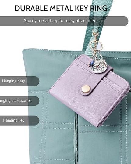 POIUGOYA Slim Wallet for Women,RFID Blocking Bifold Credit Card Holder with Zipper Coin Pocket,ID Window,Keychain