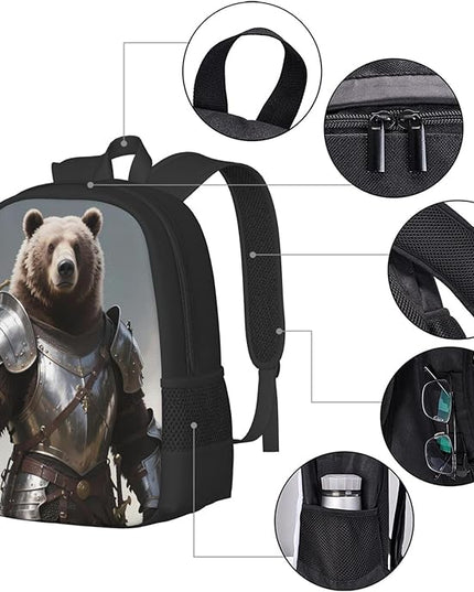 Bear And Sword Laptop Backpack Fits 15 Inch Laptop Travel Backpack Rucksack For Men Women