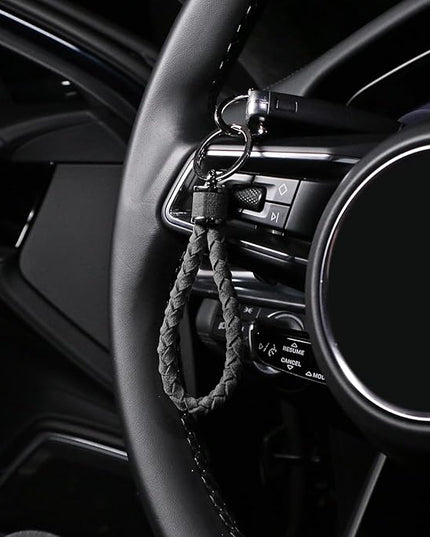 BETTERHUMZ Leather Key Fob Car Weave Keychain Ring Woven Strap Braided Key Chain for Alcantara Accessories