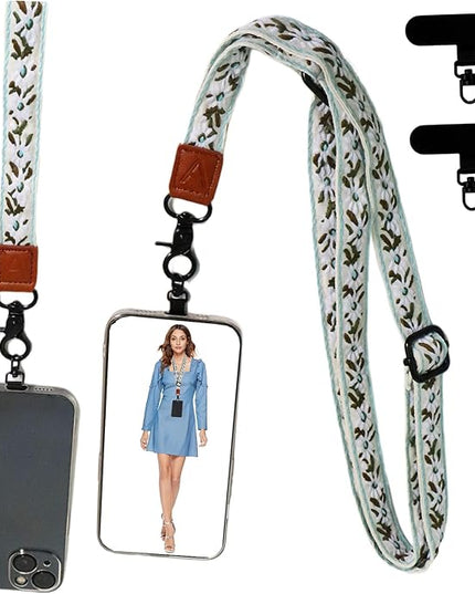 Adjustable Lanyard for Phone, Camera, Name Tags, ID card, Keychain and Wristlet Straps with 2 phone pads(Black)