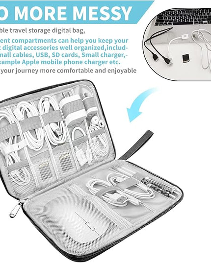Electronics Organizer Travel Case,Electronic Accessories Storage Bag,Portable Waterproof Cable Organizer Bag,Travel Cord Organizer Bag for Small Charging Cord Storage,Cables,SD Card (Black)