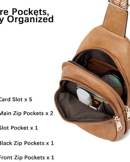 BOSTANTEN Small Sling Bag for Women Leather Crossbody Bags Fanny Pack Chest Bag for Travel