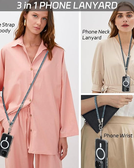 3-in-1 Adjustable Phone Lanyard Crossbody Cell Phone Neck Strap Universal Mobile Wrist Lanyard