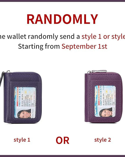 RNIEGA Credit Card Holder Wallet RFID Blocking Leather Small Wallet for Women Double Zipper Wallet with ID Window