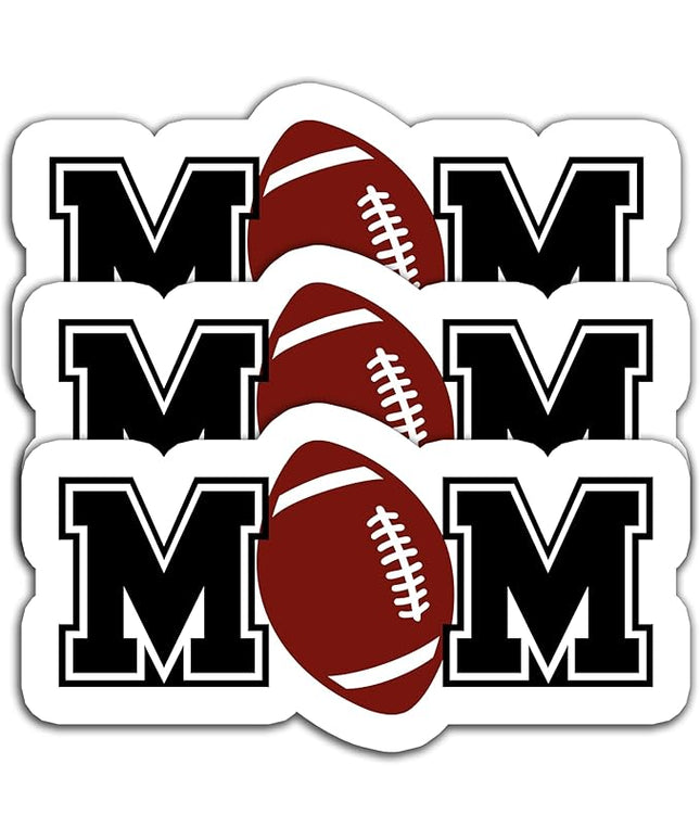 (3Pcs) Football Mom Sticker Decals – Waterproof Vinyl Decal for Laptop Phone Case Scrapbook Water Bottle, Tumbler – Cute Football Accessories for Moms, Mama, Mother, Football Lovers, 3" x 2.6"