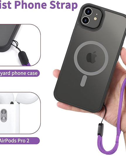 CACOE Phone Lanyard 2 Pcs-1 Pcs Adjustable Neck Strap, 1 Pcs Wrist Strap, 2 Pcs Pads, Universal Crossbody Multifuctional Cell Phone Lanyards Compatible with Most Smartphones(Dark Purple)