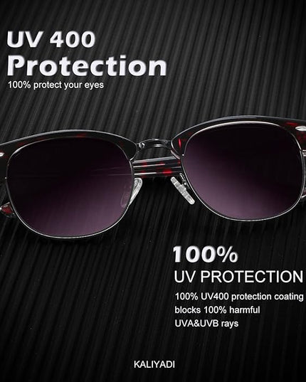 KALIYADI Polarized Sunglasses for Men and Women Semi-Rimless Frame Driving Sun glasses UV Blocking