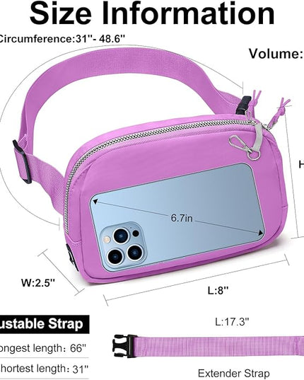 Mini Belt Bag for Women, RFID Small Fanny Pack, Womens Fashion Waist Packs with Extender Strap, Crossbody Bum Bags